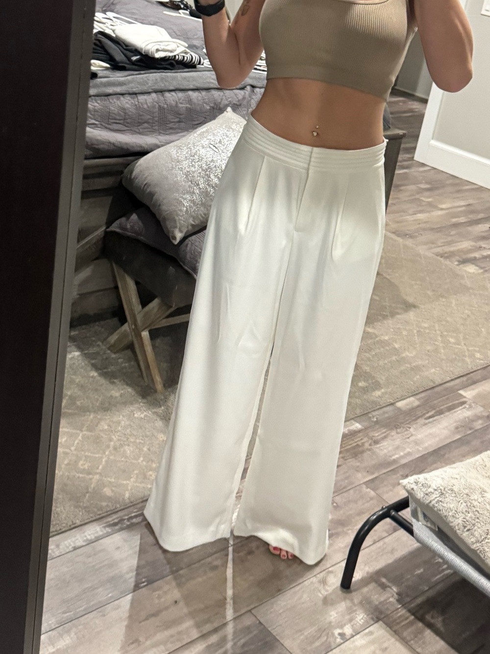 White House Black Market Cream Wide-Leg Palazzo Pants
